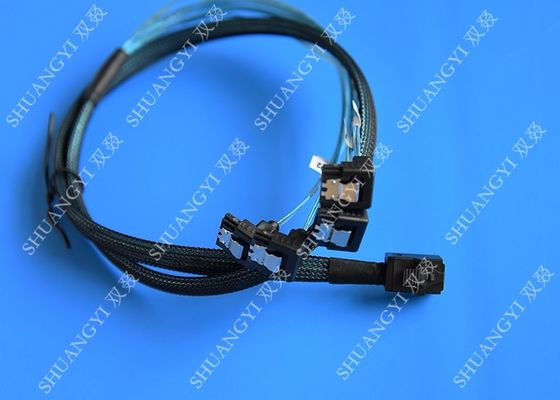 China SFF 8643 To 4x SATA SAS Hard Drive Cable Black Multilane With 4 Channels supplier