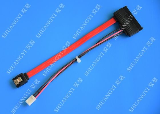 China SATA (7+15) 22Pin Male To 7Pin Male Plus 4PIN Molex Data and Power Combo Extension Cable supplier