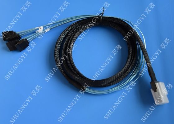 China SFF 8087 To 4 SATA Serial Attached SCSI Cable , 1.5m Internal 6gb SAS Fan Out Cable supplier