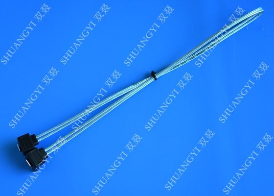 China Blue Slim Down Angle 7 Pin SATA Data Cable Female to Female With Locking Latch supplier