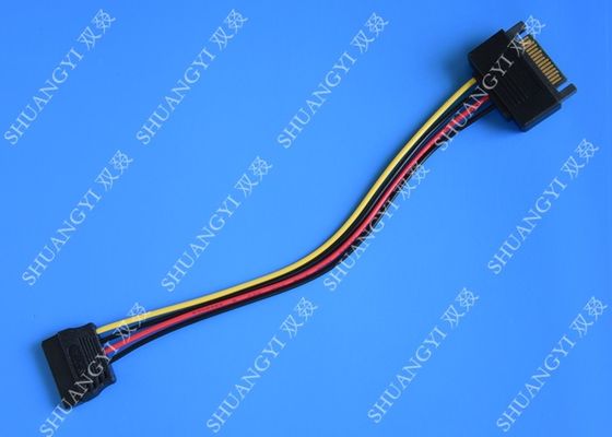 China Male To Female 15 Pin SATA Data Cable , Slim SATA Power Extension Cable IDC Type 8 Inch supplier