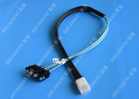 China Flexible SAS To 4x SATA Forward Breakout Cable 3.3 Feet 30 AWG Style supplier