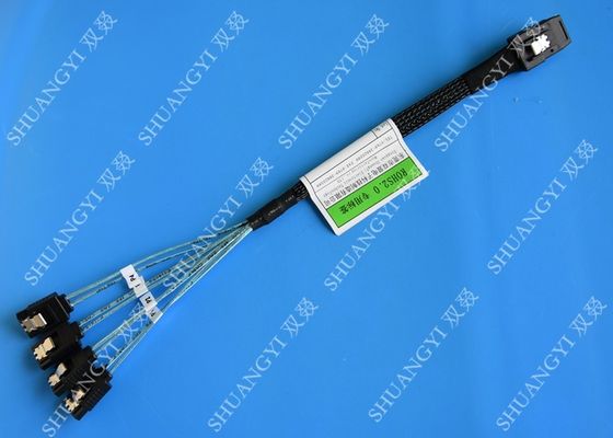 China 30 AWG Mini SAS Serial Attached SCSI Cable , 36P SFF 8087 To SATA Breakout Cable With Latch supplier