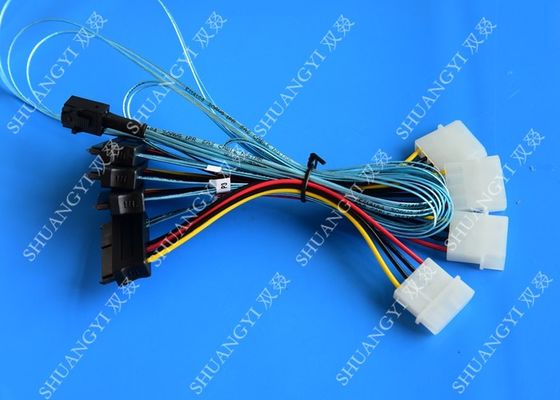 China 0.5m SFF-8643 to 4xSFF-8482 Internal SAS Cable SAS 29Pin for Power supplier