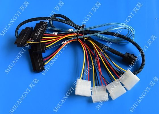 China Internal Mini SAS SFF-8643 to (4) 29pin SFF-8482 connectors with SATA Power ,1M supplier