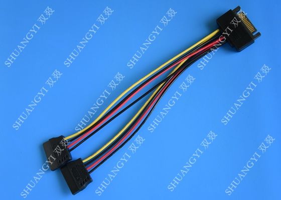 China 8 Inch Slim SATA Data Cable , 15 Pin Male to Female SATA Power Extension Cable supplier