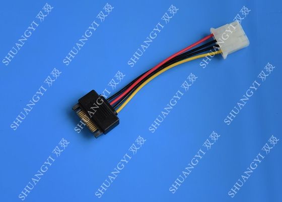 China 5.08mm Braided Molex 4 Pin SATA Power Cable 15 Pin Male To Male For Hard Disk supplier