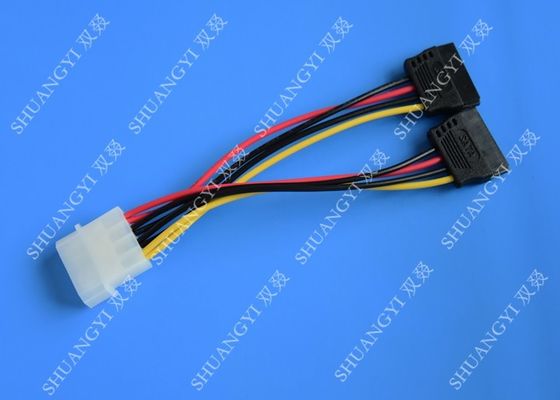 China IDE Flat Cable Harness Assembly 4 Pin to 2 x 15 Pin SATA To Serial ATA SATA Connector supplier