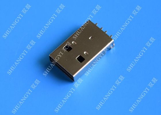 China USB 2.0 A Male USB Charging Connector , Plug Jack Mounting Solder 4 Pin PCB Connector supplier