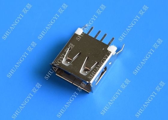 China Straight Solder Type USB A Female Plug Connector Jack Silver Tone supplier