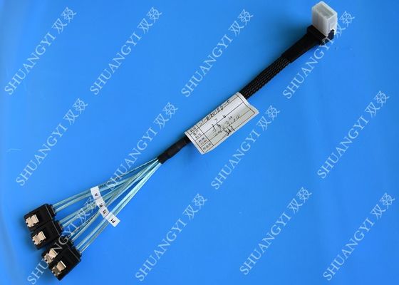 China SFF 8087 To 4 SATA HD SAS Cable Length 0.5m With 90 Degree Angled Connector supplier