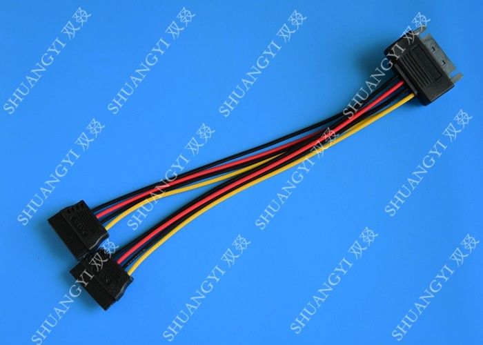 8 Inch Slim SATA Data Cable , 15 Pin Male to Female SATA Power Extension Cable