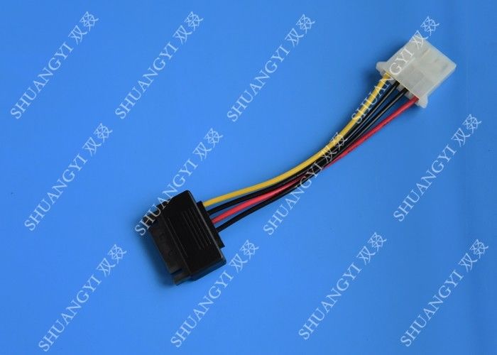 5.08mm Braided Molex 4 Pin SATA Power Cable 15 Pin Male To Male For Hard Disk