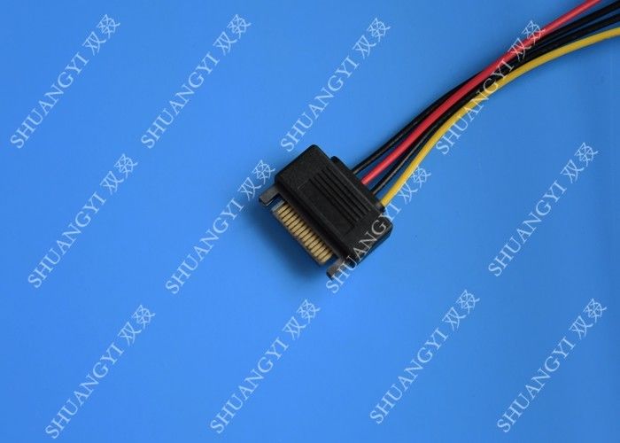 5.08mm Braided Molex 4 Pin SATA Power Cable 15 Pin Male To Male For Hard Disk
