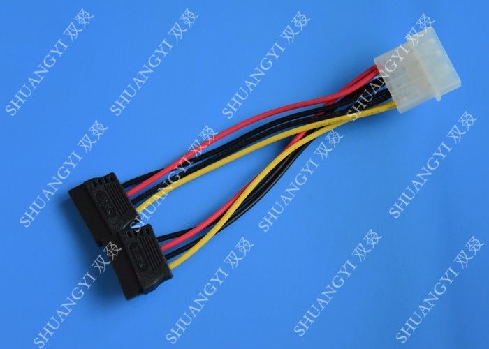 IDE Flat Cable Harness Assembly 4 Pin to 2 x 15 Pin SATA To Serial ATA SATA Connector