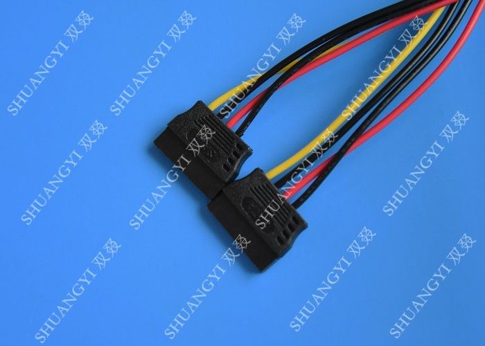 IDE Flat Cable Harness Assembly 4 Pin to 2 x 15 Pin SATA To Serial ATA SATA Connector