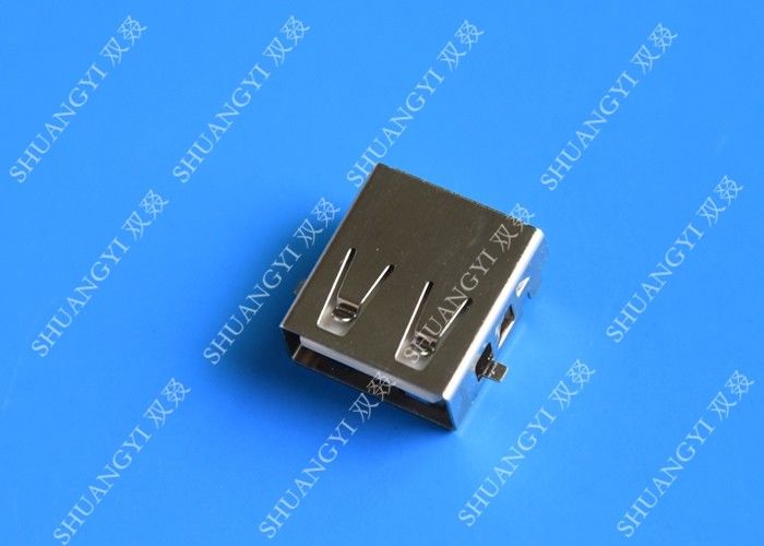 DIP 180 Degree Jack Socket 4 Pin USB Charging Connector , 15mm USB 2.0 Female Type A Connector