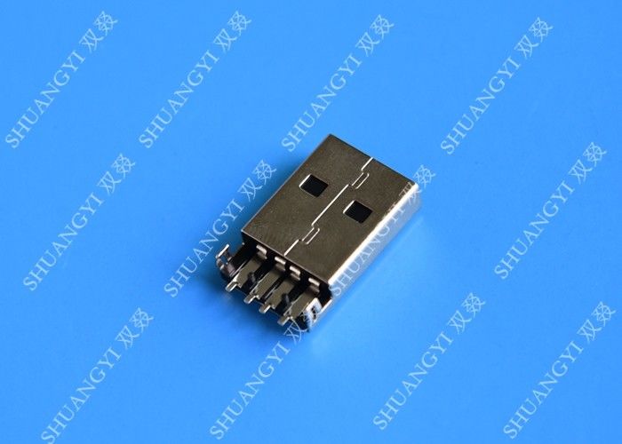 USB 2.0 A Male USB Charging Connector , Plug Jack Mounting Solder 4 Pin PCB Connector