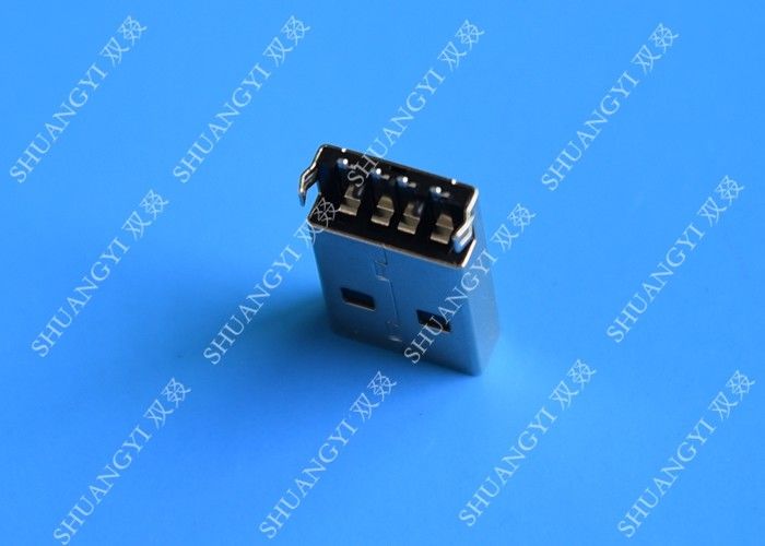 USB 2.0 A Male USB Charging Connector , Plug Jack Mounting Solder 4 Pin PCB Connector