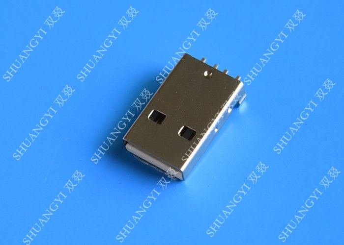 USB 2.0 A Male USB Charging Connector , Plug Jack Mounting Solder 4 Pin PCB Connector