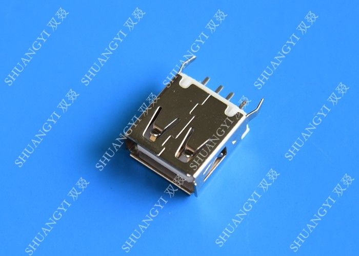Straight Solder Type USB A Female Plug Connector Jack Silver Tone
