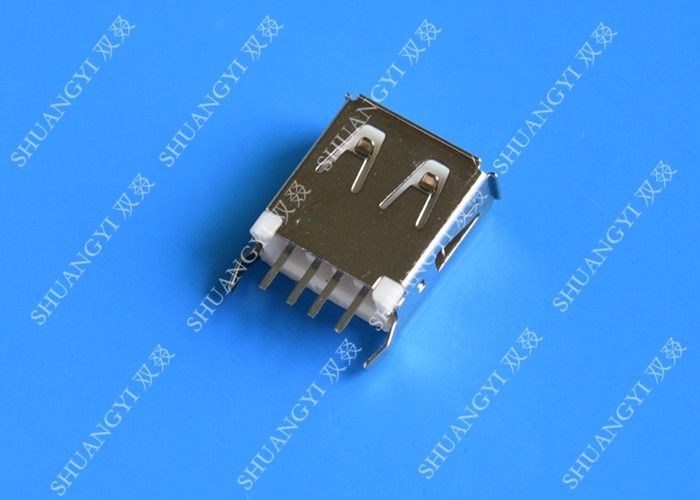 Straight Solder Type USB A Female Plug Connector Jack Silver Tone