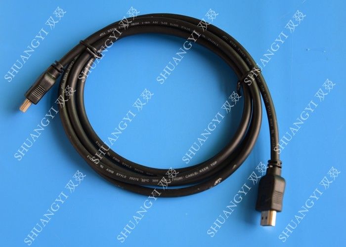 Gold Plated High Speed HDMI Cable , Black Heavy Duty Round HDMI 1.4 Cable