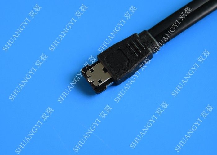 Black 7 Pin External SATA Cable , PC PCB ESATA To SATA Cable With Power