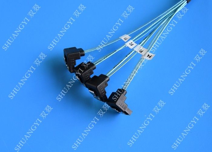 Blue SFF 8643 To 4 SATA SAS Hard Drive Cable Fanout 12gbps Flexible Design