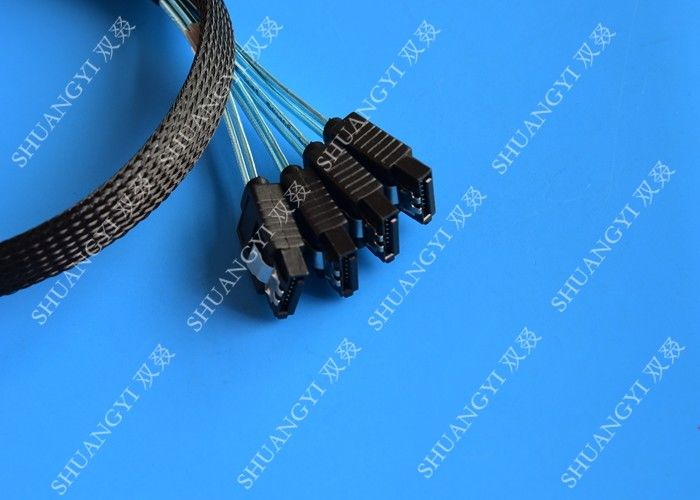 8 Inch SATA III 6.0 Gbps 7 Pin Female To Female Data Cable With Locking Latch Blue