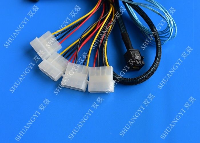 Internal Mini SAS SFF-8643 to (4) 29pin SFF-8482 connectors with SATA Power ,1M