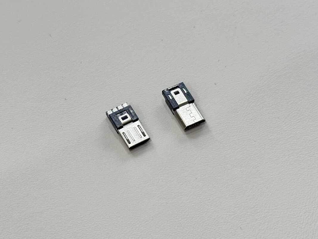 Micro-USB Male Molding Cable-End Connector | 5-Pin to 4-Pin Cut Wire | Gold-Plated G/F | Electrical Wire Terminal Cable Connector