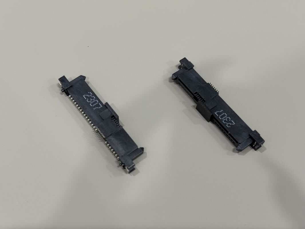 SAS 29 Pin Female Socket SMT Connector with Positioning Column & Fishhook | Gold-Plated for High-Speed Data Systems, Automotive & Storage Applications