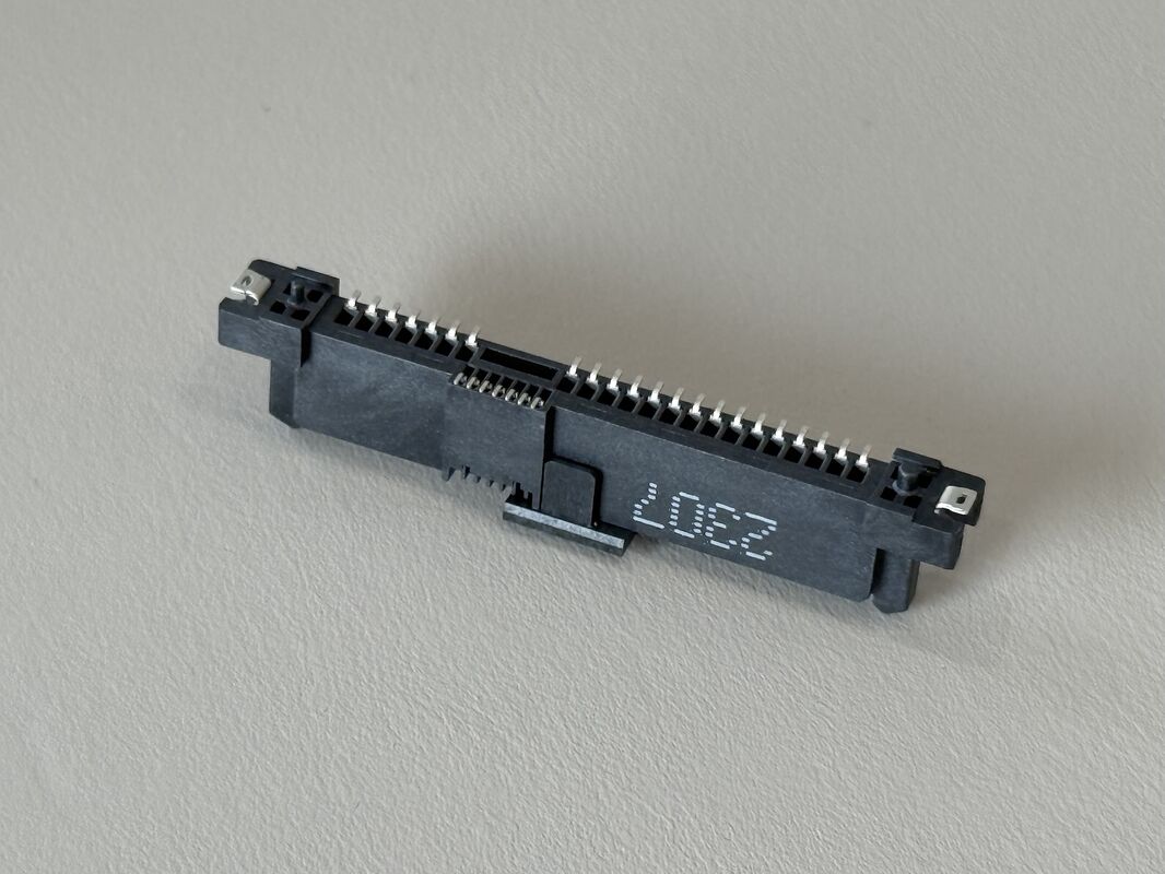 SAS 29 Pin Female Socket SMT Connector with Positioning Column & Fishhook | Gold-Plated for High-Speed Data Systems, Automotive & Storage Applications