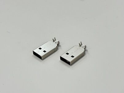 USB 2.0 AM Connector Two-Piece Metal Shell 24.7mm | Pin Wire Cable Electrical Electronic Terminal Connector for Power Transmission & Customization