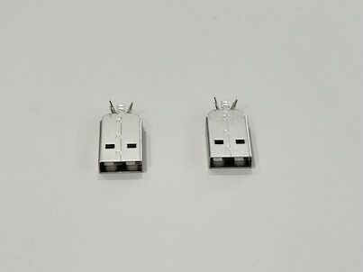 USB 2.0 AM Connector Two-Piece Metal Shell 24.7mm | Pin Wire Cable Electrical Electronic Terminal Connector for Power Transmission & Customization