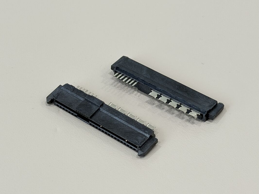 High-Speed SAS4.0 29Pin Female Cable Connector, 180° Wire Solder Type with Peg & SUS Clip, 15U