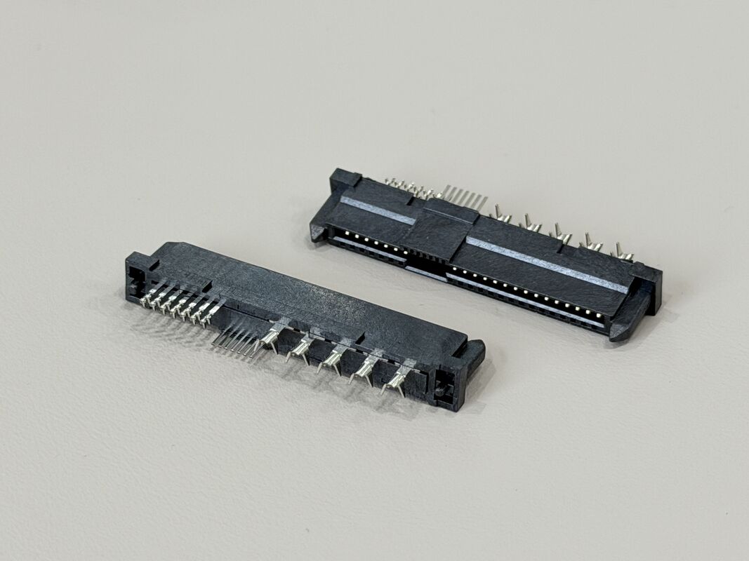 High-Speed SAS 29P IDC Female Cable Connector 180° with Peg, Phosphor Bronze Terminals & Gold G/F Contact | Electrical Signal Connector for PCB & Wiring Harness Customization