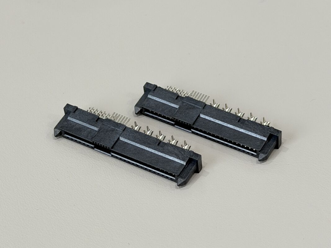 High-Speed SAS 29P IDC Female Cable Connector 180° with Peg, Phosphor Bronze Terminals & Gold G/F Contact | Electrical Signal Connector for PCB & Wiring Harness Customization