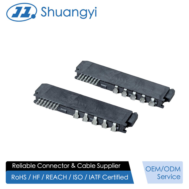 High-Speed SATA 22P IDC Female Pin Connector with Locating Peg, Phosphor Bronze Terminals & Gold G/F Plating | PCB Wire Cable Electronic Connector for Customization
