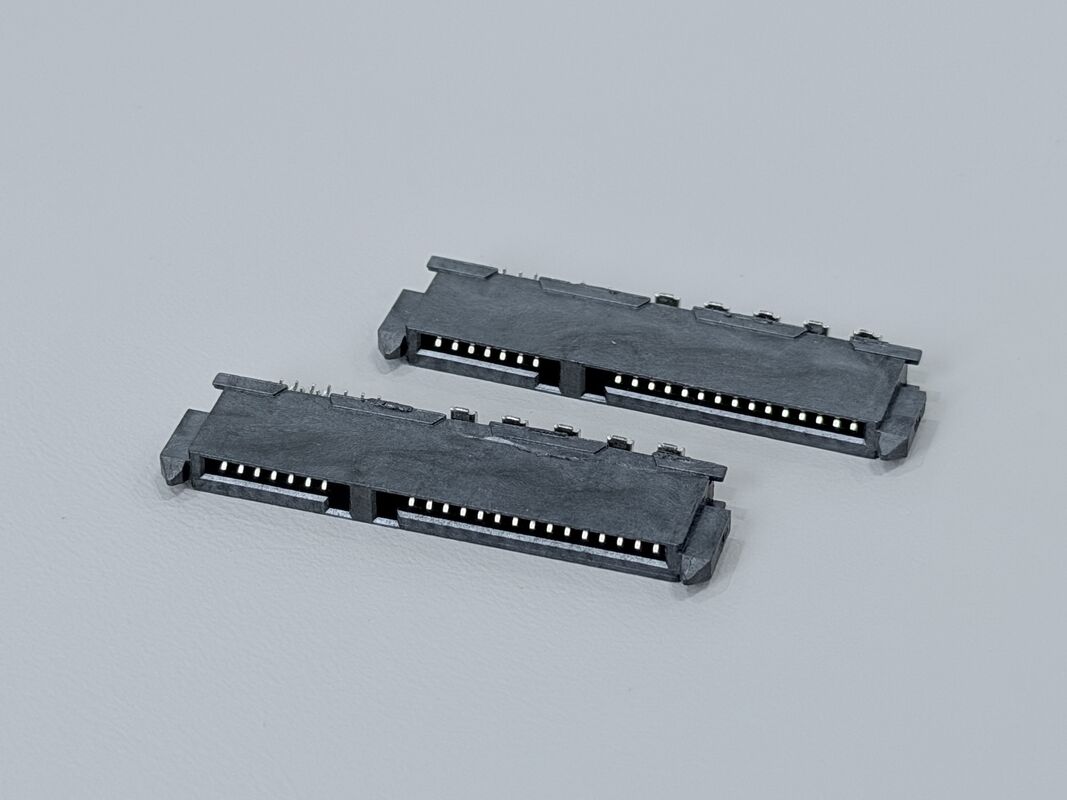 High-Speed SATA 22P IDC Female Pin Connector with Locating Peg, Phosphor Bronze Terminals & Gold G/F Plating | PCB Wire Cable Electronic Connector for Customization