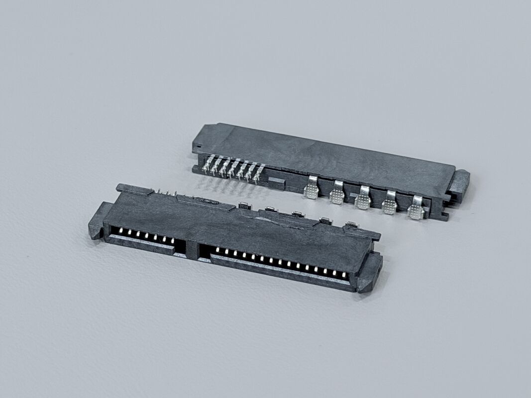 High-Speed SATA 22P IDC Female Pin Connector with Locating Peg, Phosphor Bronze Terminals & Gold G/F Plating | PCB Wire Cable Electronic Connector for Customization