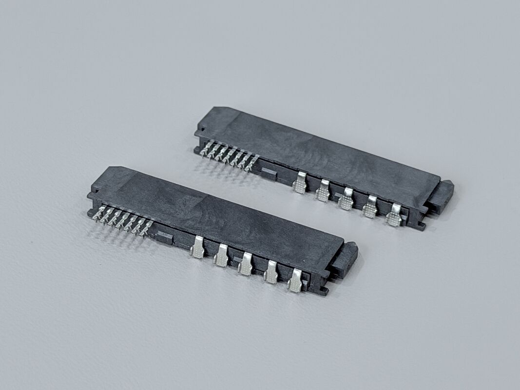 High-Speed SATA 22P IDC Female Pin Connector with Locating Peg, Phosphor Bronze Terminals & Gold G/F Plating | PCB Wire Cable Electronic Connector for Customization