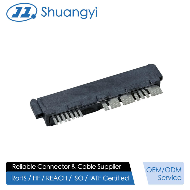 SAS 29P Wire Solder Female Cable Connector with Positioning Peg and Bump, 1.27mm Pitch 15U