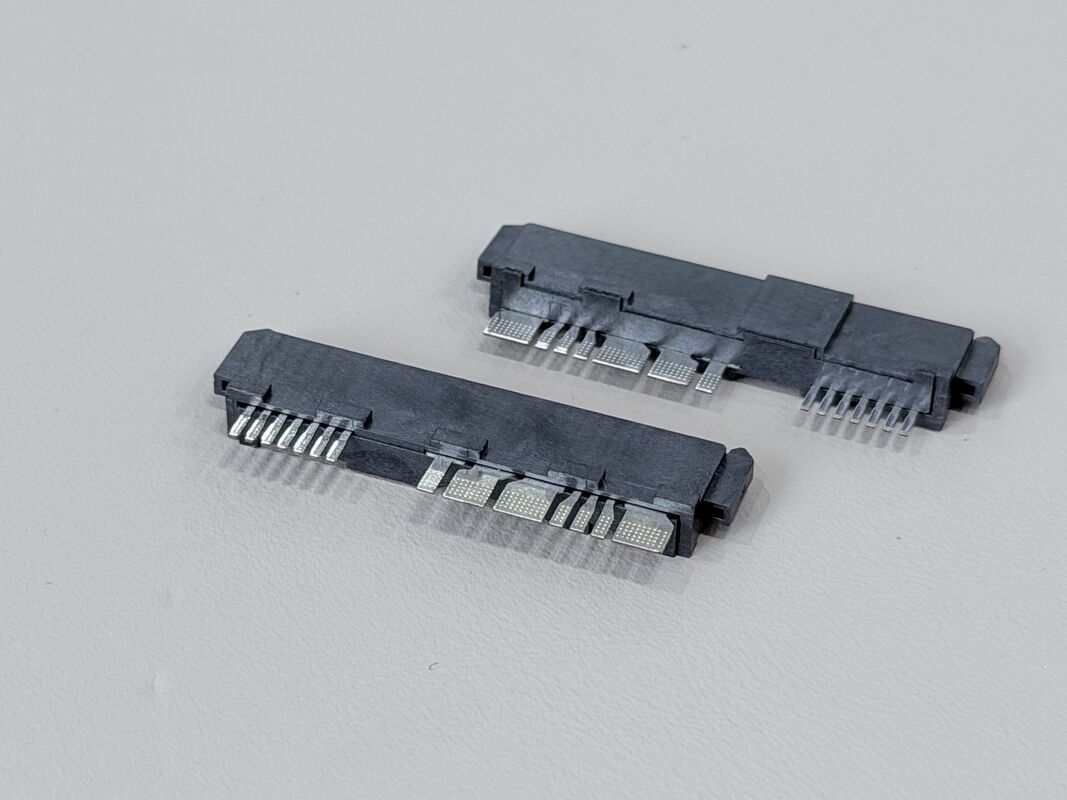 SAS 29P Wire Solder Female Cable Connector with Positioning Peg and Bump, 1.27mm Pitch 15U