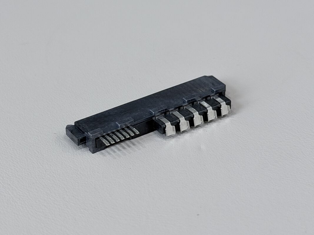 SAS 29P Female PCB Connector with Positioning Peg, Ni/Au/Sn Plated Terminals, 1.27mm Pitch Electronic Terminal Connector for Customization in Server & Automotive Applications