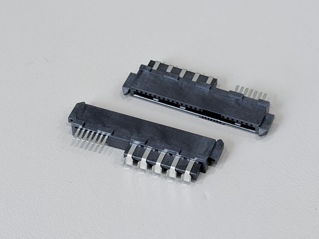 SAS 29P Female PCB Connector with Positioning Peg, Ni/Au/Sn Plated Terminals, 1.27mm Pitch Electronic Terminal Connector for Customization in Server & Automotive Applications