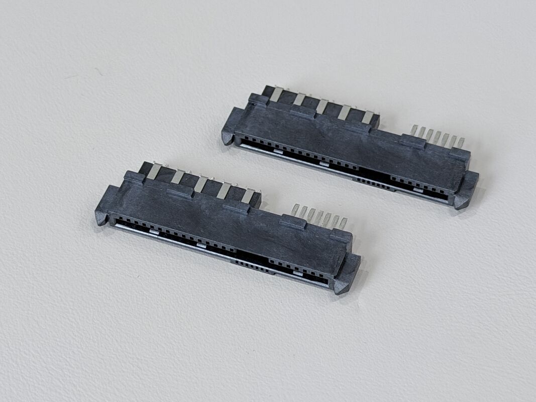 SAS 29P Female PCB Connector with Positioning Peg, Ni/Au/Sn Plated Terminals, 1.27mm Pitch Electronic Terminal Connector for Customization in Server & Automotive Applications