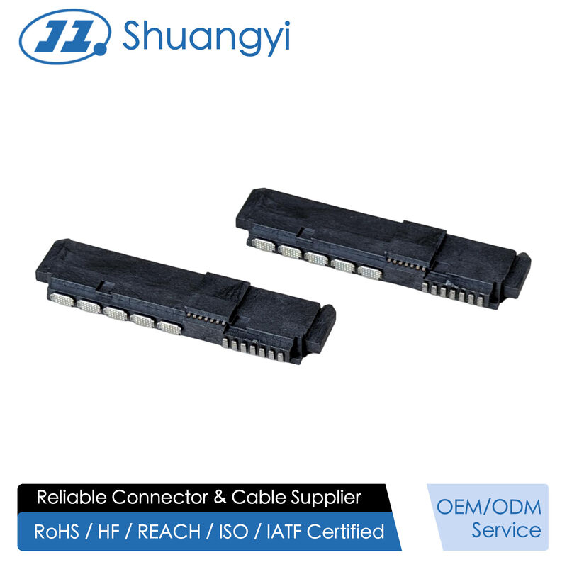 SAS 29P Right-Angle Solder wire Female Cable Connector with Positioning Peg, 15U