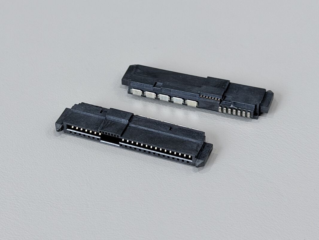 SAS 29P Right-Angle Solder wire Female Cable Connector with Positioning Peg, 15U